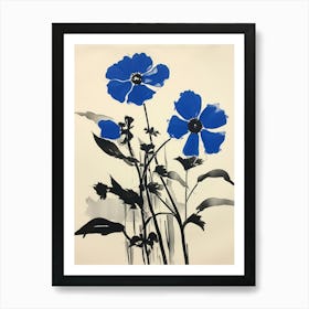 Blue Botanical Black Eyed Susan 2 Art Print