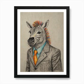 Zebra In Suit Art Print