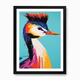 Andy Warhol Style Bird Grebe 1 Art Print