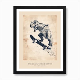 Pachycephalosaurus Vintage Dinosaur Poster 1 Art Print