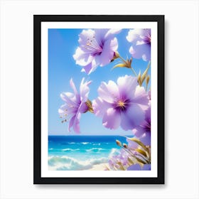 Purple Flowers On The Beach Art Print