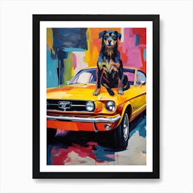 Ford Mustang Vintage Car With A Dog, Matisse Style Painting 2 Art Print