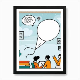 Cartoon Style White Balloon With Abstract Black Patterns Pointing Down To Suggest Growth Hand Draw (4) Art Print