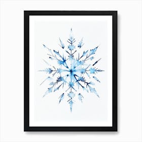 Symmetry, Snowflakes, Minimalist Watercolour 2 Art Print