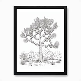  Detailed Drawing Of A Joshua Tree In The Style Of Jam 4 Art Print