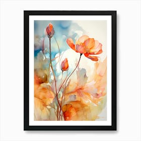 Watercolor Of Flowers 5 Art Print