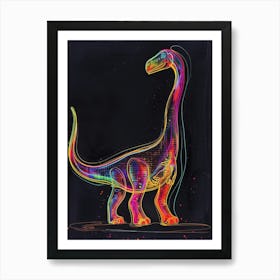 Dinosaur Neon Outlines 4 Art Print