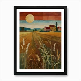 Sunset In The Wheat Field 1 Art Print