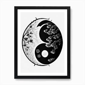 Minimal Yin and Yang 5 Linocut Art Print