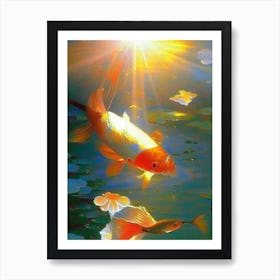 Ginrin Koi Fish Monet Style Classic Painting Art Print