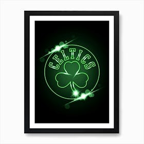 Boston Celtics Neon Art Print