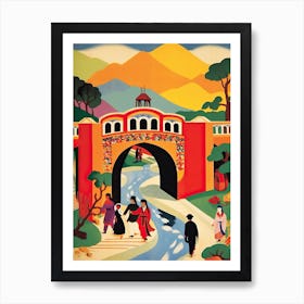 Khaju Bridge Iran Colourful 4 Art Print