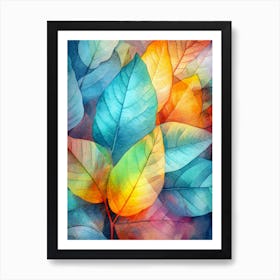 Watercolor Autumn Leaves Art nature Art Print