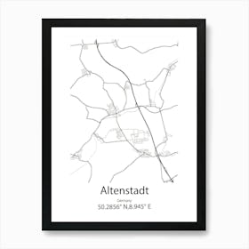 Altenstadt,Germany Minimalist Map Art Print