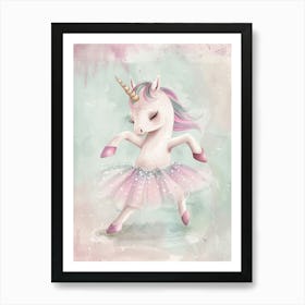 Pastel Unicorn Storybook Style In A Tutu 2 Art Print