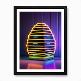 Beehive with neon lights 3 Art Print