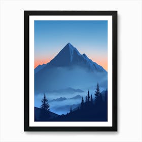 Misty Mountains Vertical Composition In Blue Tone 220 Art Print