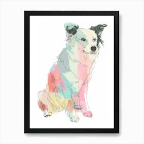 Border Collie Dog Pastel Line Painting 1 Art Print