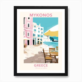 Mykonos, Greece, Flat Pastels Tones Illustration 3 Poster Art Print