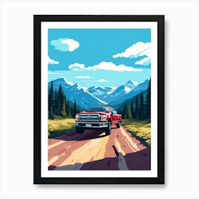 A Ford F 150 Car In Icefields Parkway Flat Illustration 3 Art Print