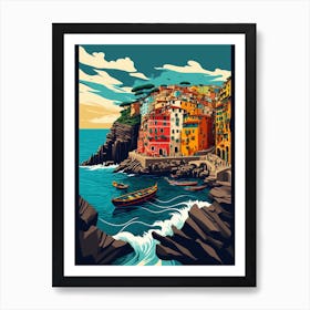 Riomaggiore, Italy Travel Poster Vintage Art Print