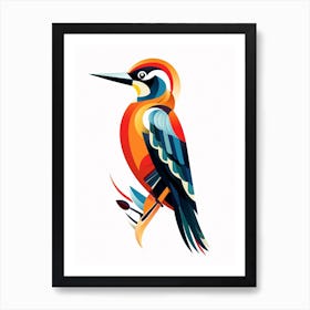 Colourful Geometric Bird Woodpecker 3 Art Print