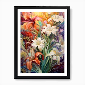 Flowers In A Nouveau Garden Art Print