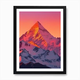 Mount Everest Retro Sunset Art Print