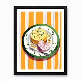 A Plate Of Pumpkins, Autumn Food Illustration Top View 46 Art Print