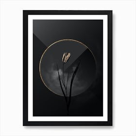 Shadowy Vintage Lady Tulip Botanical in Black and Gold n.0153 Art Print