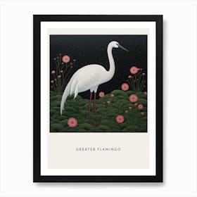 Ohara Koson Inspired Bird Painting Greater Flamingo 3 Poster Art Print