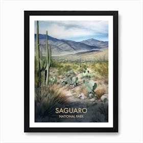 Saguaro National Park Watercolour Vintage Travel Poster 1 Art Print