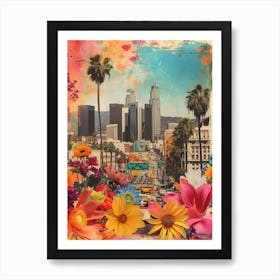 Los Angeles   Floral Retro Collage Style 3 Poster