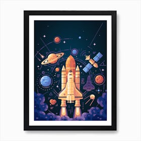 Space Rocket Nursery Art Print