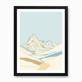 Toubkal Morocco Color Line Drawing (4) Art Print