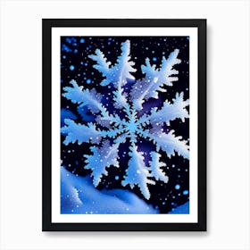 Fernlike Stellar Dendrites, Snowflakes, Pop Art Photography 1 Art Print