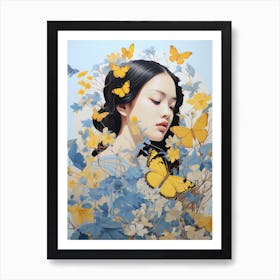 Woman With Butterflies Art Print