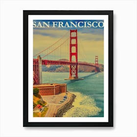 Golden Gate Bridge Retro Vintage Poster Art Print