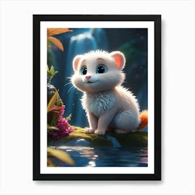 Cute White Cat Art Print