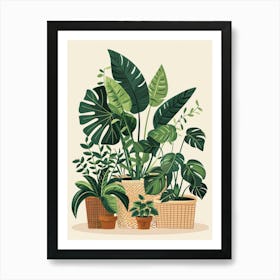 Tropical Plants In Pots Art Print