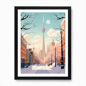 Vintage Winter Travel Illustration Toronto Canada 1 Art Print