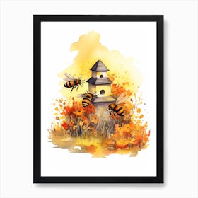 Beekeeper Bee Beehive Watercolour Illustration 1 Art Print