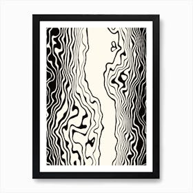 Black and White Squiggle Wavy Stripes Art Print