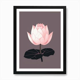 A Pink Lotus In Minimalist Style Vertical Composition 45 Art Print