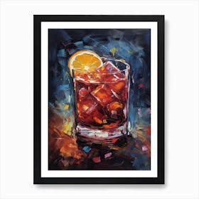 Negroni Cocktail Oil Painting 2 Art Print