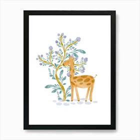 Giraffe Tree Art Print