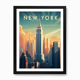 Art Deco Inspired New York City Skyine Poster Art Print