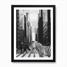 Zebra Crossing In NYC - Surreal Wildlife Photo Collage - Inspired by Inge Morath Art Print