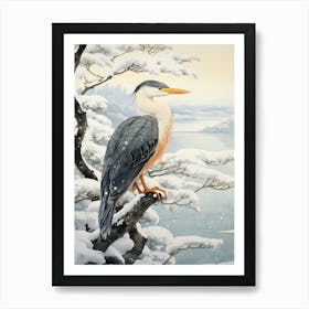 Winter Bird Painting Cormorant 3 Art Print