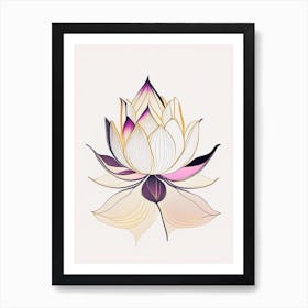 Sacred Lotus Abstract Line Drawing 3 Art Print
